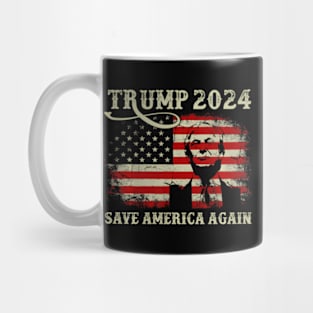 Donald Trump 2024 Save America Again American Flag Patriotic Mug